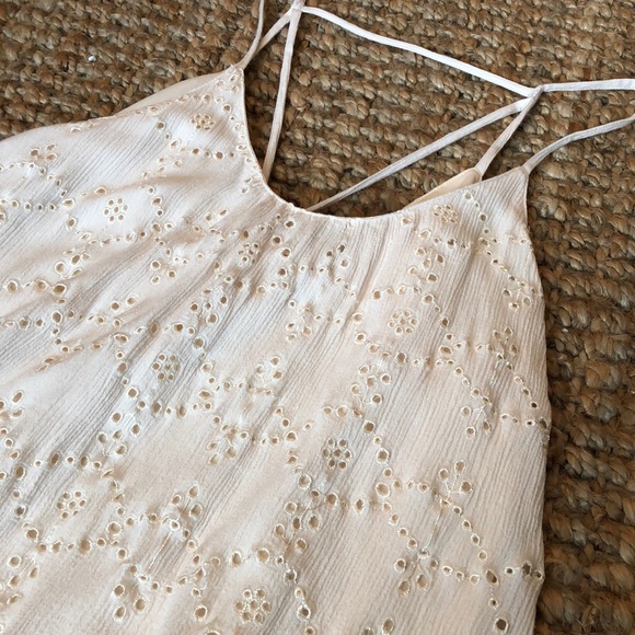 Astr eyelet beige tank dress - Picture 2 of 5